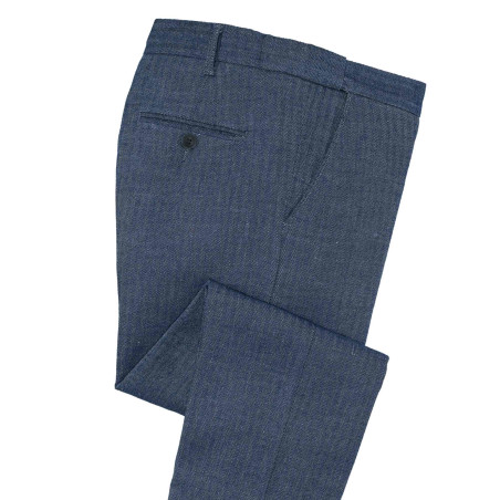 Pantalon détente chevron lin
