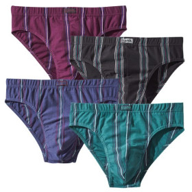 Slips coton rayés - les 4, Taille : L (46/48), Couleur : Bleu/Noir/Vert, par l’Homme Moderne.