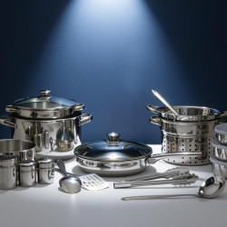 Batterie de cuisine inox 18 pièces