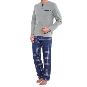 Pyjama bi-matière, Tour de poitrine : M (96/100), Couleur : Gris/Marine, par l’Homme Moderne.