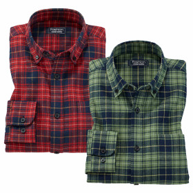 Chemises flanelle - les 2, Encolure : 39/40, Couleur : Rouge/Vert, par l’Homme Moderne.