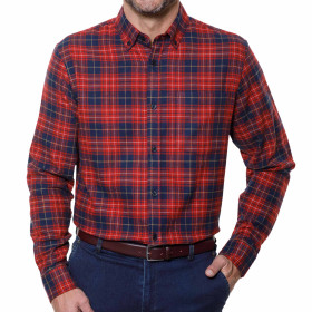 Chemise flanelle, Encolure : 39/40, Couleur : Rouge, par l’Homme Moderne.