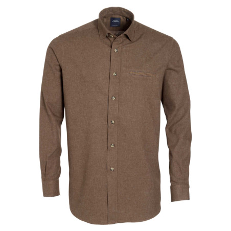 Chemise droite flanelle col boutonnage caché uni