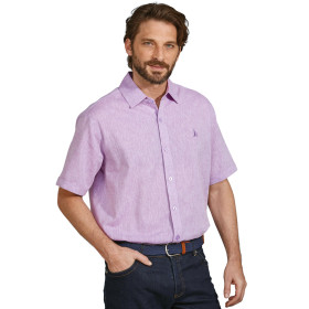 Chemisette lin et coton, Encolure : 39/40, Couleur : Parme, par l’Homme Moderne.