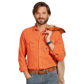 Chemise lin Illinois, Encolure : 39/40, Couleur : Orange, par l’Homme Moderne.