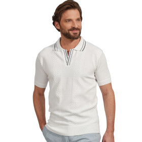 Polo maille Estivale, Tour de poitrine : M (96/100), Couleur : Blanc, par l’Homme Moderne.