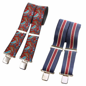 Bretelles larges - les 2, Couleur : Marine/Rouge, par l’Homme Moderne.