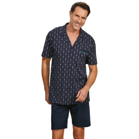 Pyjashort Confettis, Tour de poitrine : M (96/100), Couleur : Marine, par l’Homme Moderne.