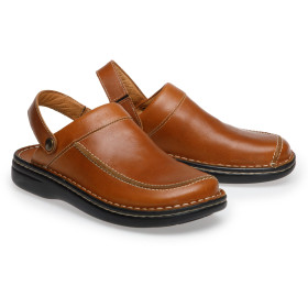 Sabots-sandales cuir, Pointure : 40, Couleur : Camel, par l’Homme Moderne.