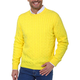 Pull torsades Maglia, Tour de poitrine : M (96/100), Couleur : Jaune, par l’Homme Moderne.