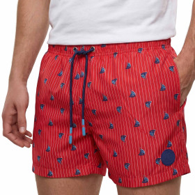 Short de bain rose imprimé bateaux