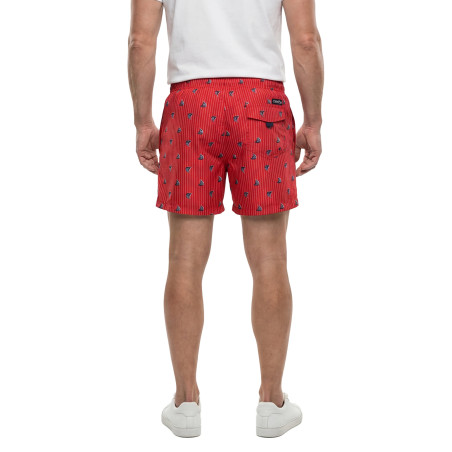 Short de bain rose imprimé bateaux