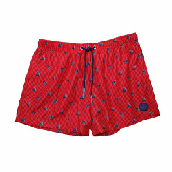 Short de bain rose imprimé bateaux