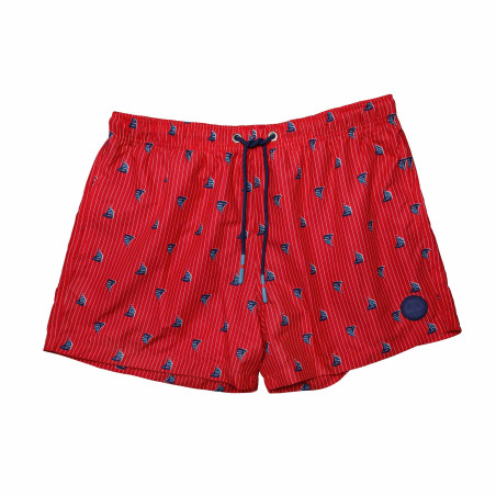 Short de bain rose imprimé bateaux