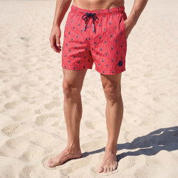 Short de bain rose imprimé bateaux
