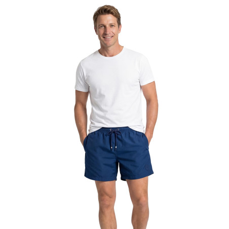 Short de bain bleu uni