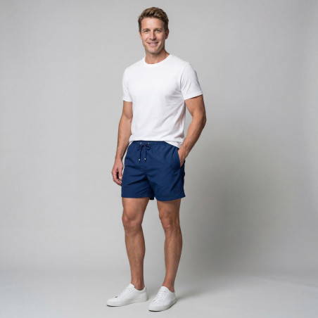 Short de bain bleu uni