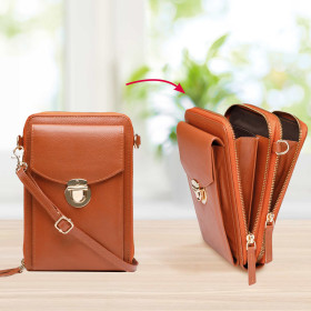 La pochette éventail cuir