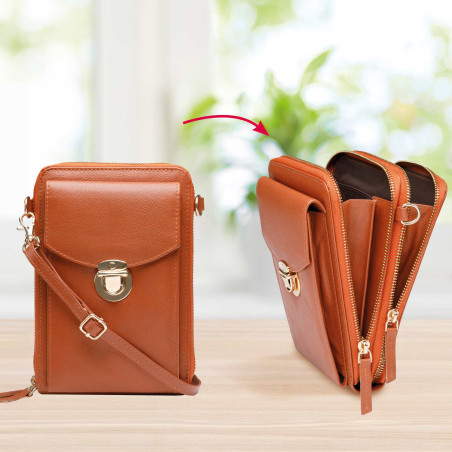 La pochette éventail cuir
