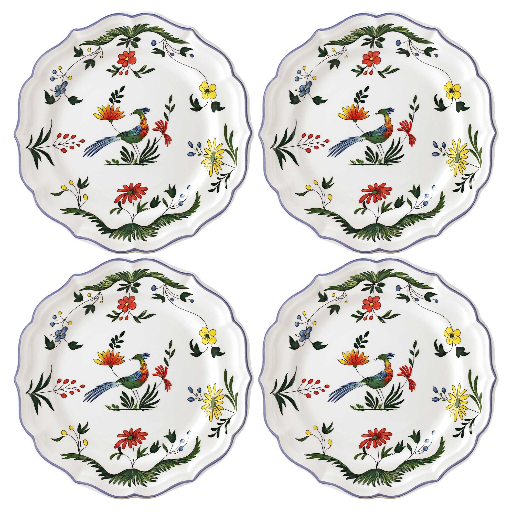 Les 4 assiettes Oiseaux de Paradis
