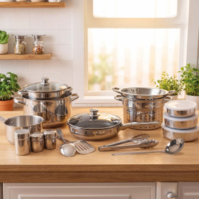 Batterie de cuisine inox 18 pièces