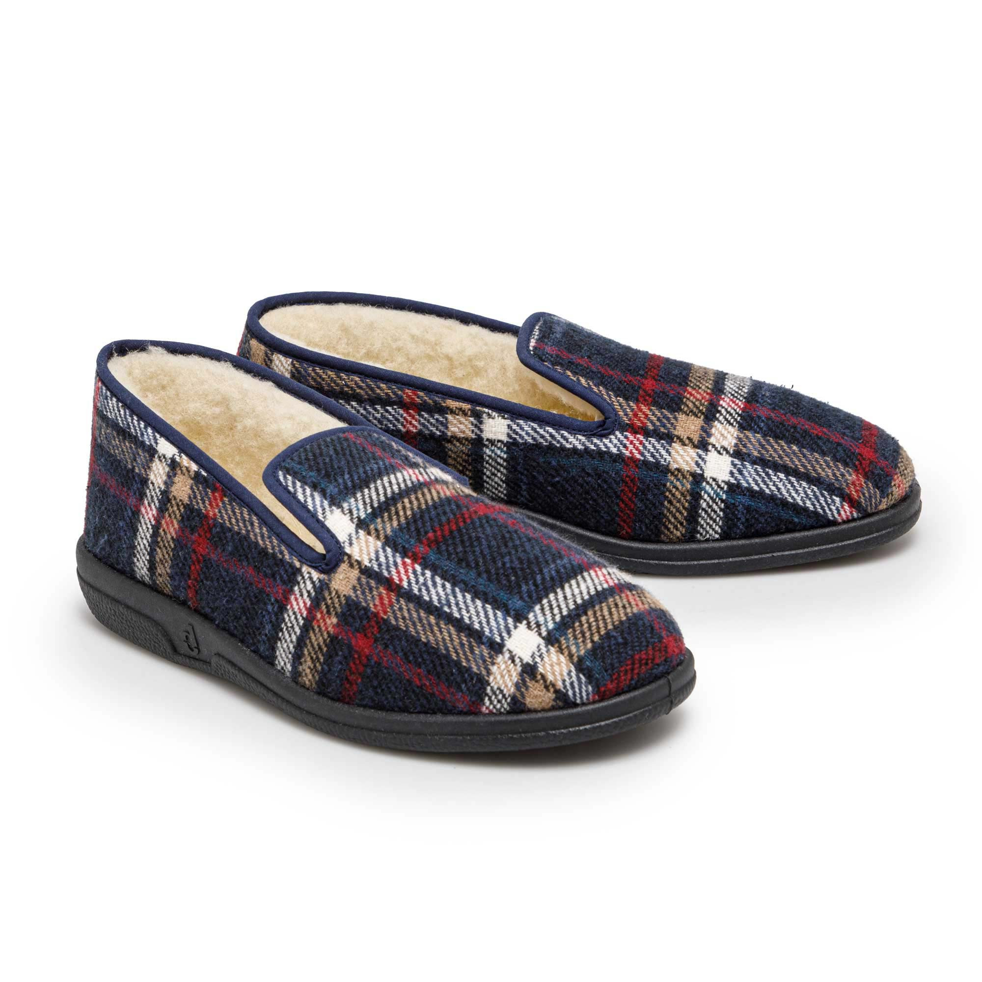 Mules carreaux laine