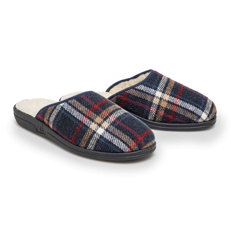 Mules carreaux laine