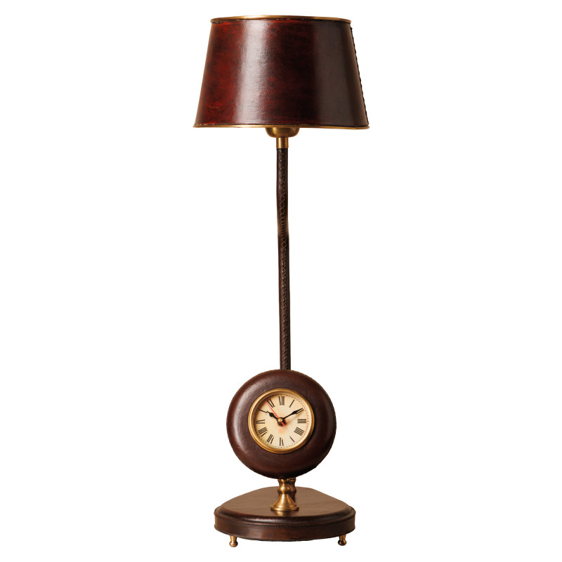 La lampe horloge en cuir