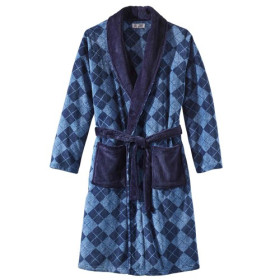 Robe de chambre Intarsia, Tour de poitrine : L (104/108), Couleur : Bleu, par l’Homme Moderne.
