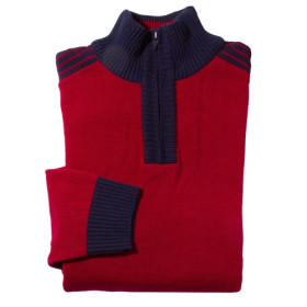 Pull zippé sporting Bordeaux, Tour de poitrine : XL (112/116), Couleur : Bordeaux, par l’Homme Moderne.