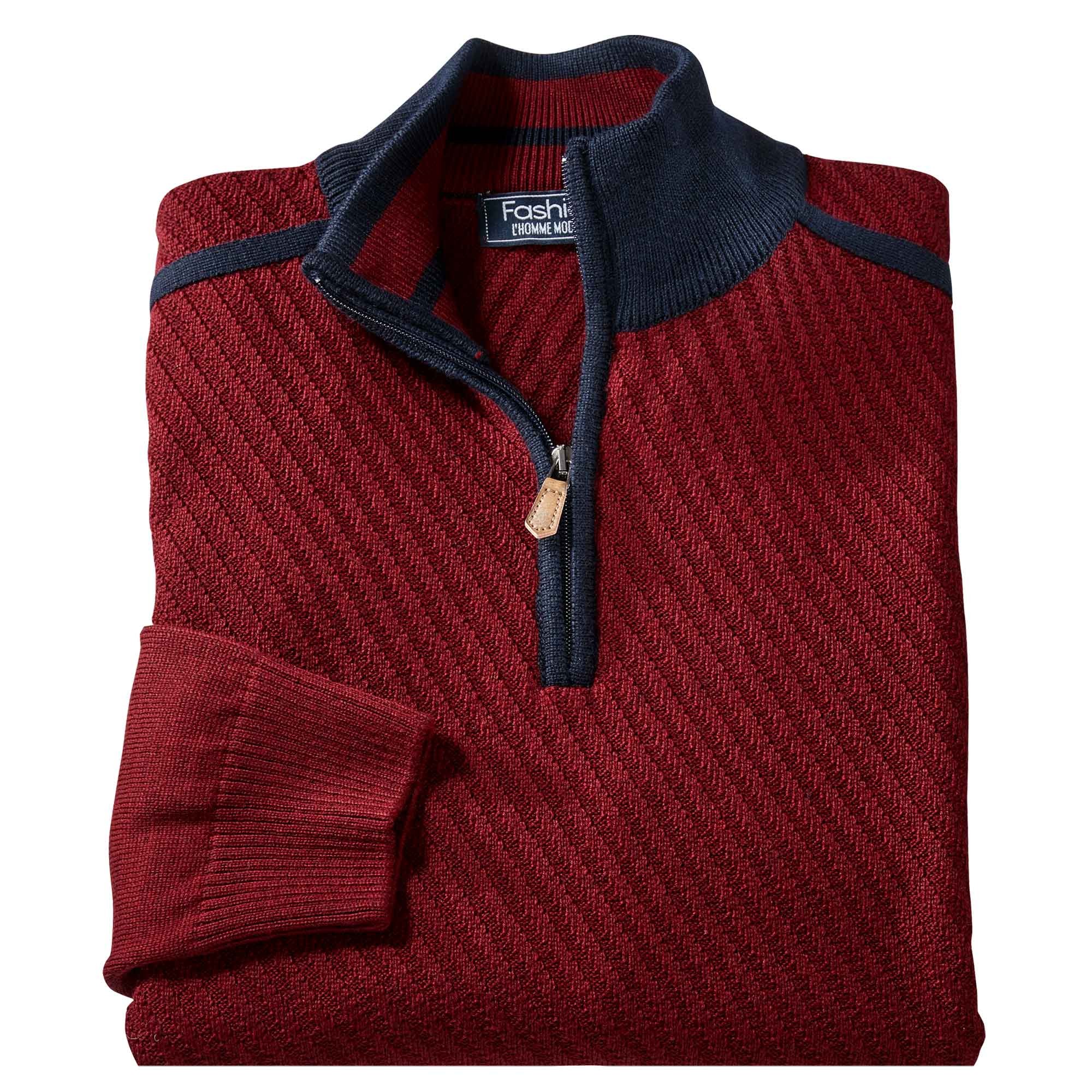 Pull Laine Col Montant Bordeaux