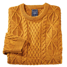 Pull Torsades Galway, Tour de poitrine : 2XL (120/124), Couleur : Ocre, par l’Homme Moderne.