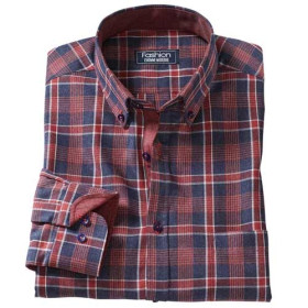 Chemise Flanelle Bordeaux, Encolure : 41/42, Couleur : Bordeaux, par l’Homme Moderne.