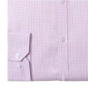 Chemise sans repassage ajustée popeline carreaux col semi-italien Rose