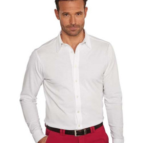 Chemise Maille Oxford, Tour de poitrine : L (104/108), Couleur : Blanc, par l’Homme Moderne.