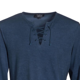 Tee-shirt lacé indigo (3)