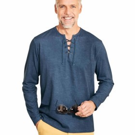 Tee-shirt lacé indigo, Tour de poitrine : XL (112/116), Couleur : Indigo, par l’Homme Moderne.