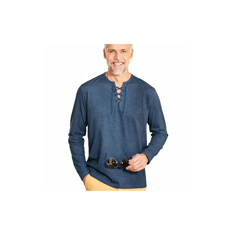 Tee-shirt lacé indigo