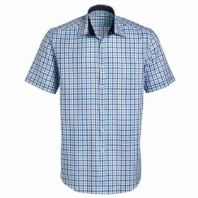 Chemisette Aqua, Encolure : 39/40, Couleur : Bleu carreaux, par l’Homme Moderne.