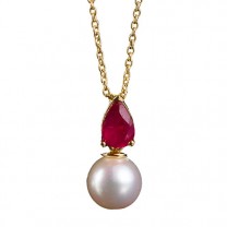 Collier perle & rubis