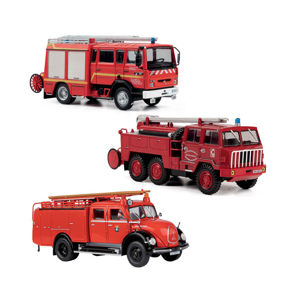Les trois camions de pompiers