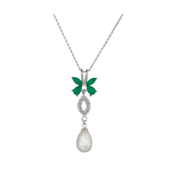 Le pendentif perle et jades