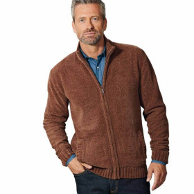 Gilet maille velours, Tour de poitrine : L (104/108), Couleur : Marron, par l’Homme Moderne.