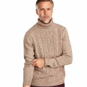Pull torsades laine & alpaga, Tour de poitrine : 2XL (120/124), Couleur : Beige, par l’Homme Moderne.