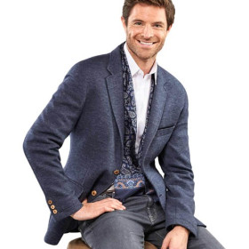Veste maille extensible, Taille : 52, Couleur : Bleu, par l’Homme Moderne.
