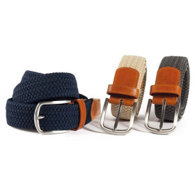 Ceintures tréssées extensibles - les 3, Ceinture : 100, Couleur : Beige/Gris/Marine, par l’Homme Moderne.