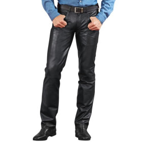 Pantalon en Cuir Prestige, Taille : 48, Couleur : Noir, par l’Homme Moderne.